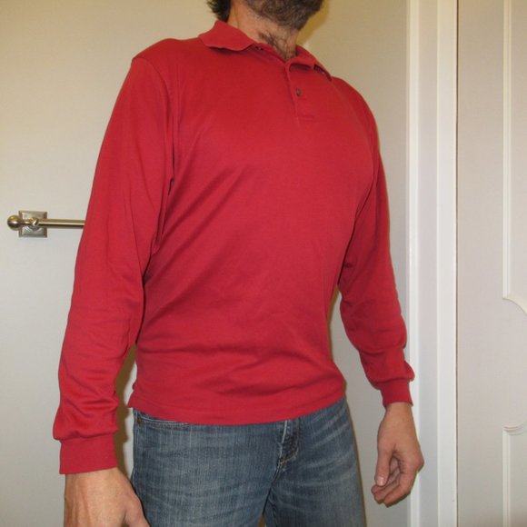 Jos A. Bank Traveller's Collection Long-Sleeve Red-Orange L Polo Sweater/Shirt - Picture 6 of 8